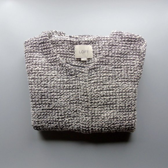 LOFT Black and White Tweed Sweater-Jacket size small - Picture 7 of 8